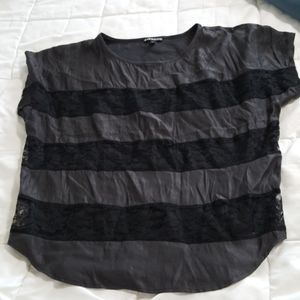 Silky Black Lacy Blouse from Express